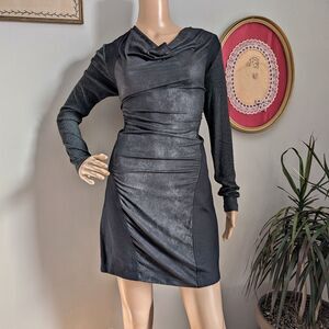 NWT Lucidez by Marcia Azzi Mini Dress Cowl Draped Knit Brazilian Designer Size 2
